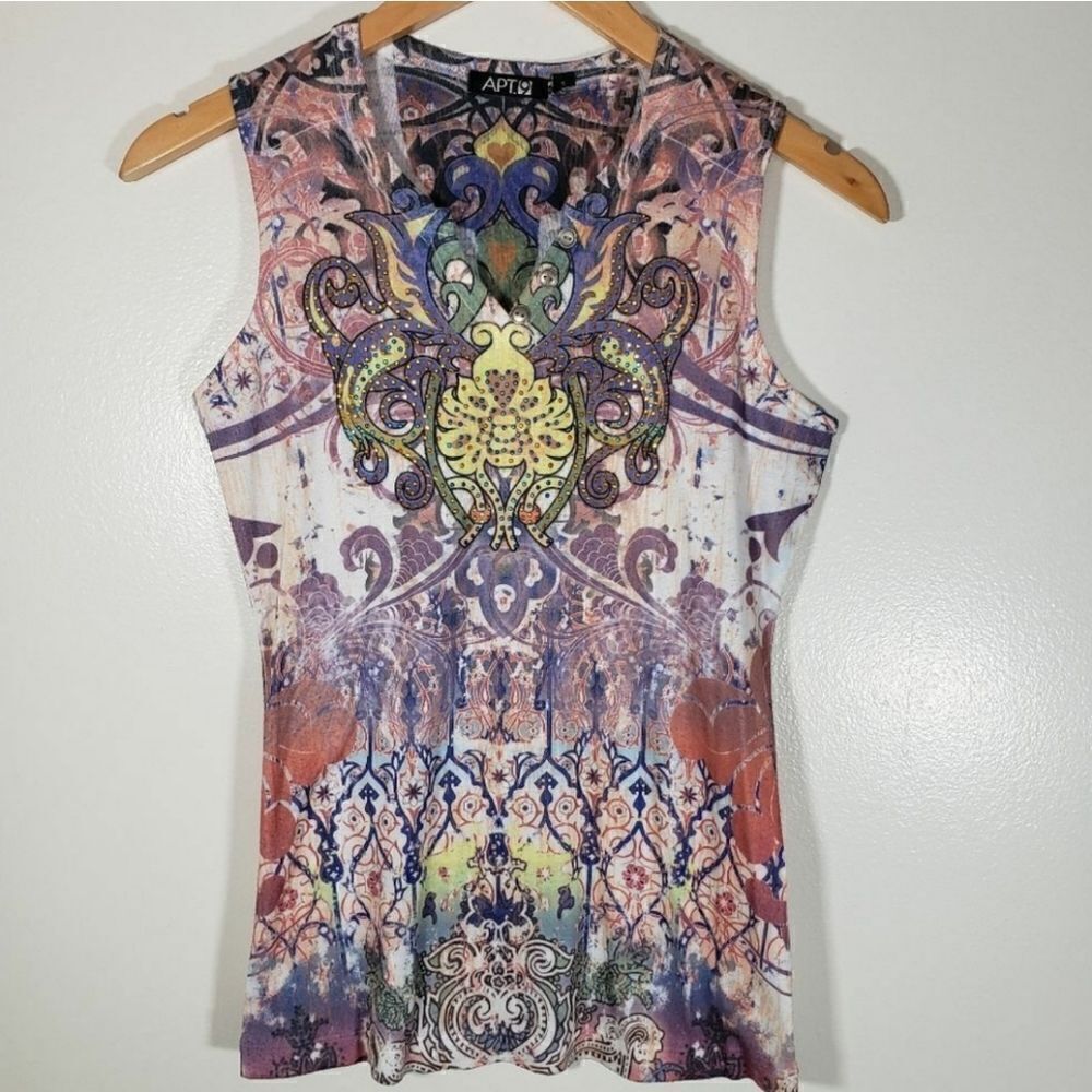 Apt. 9 Y2K 2000s Boho 90s Mixed Print Sleeveless Blouse Size S